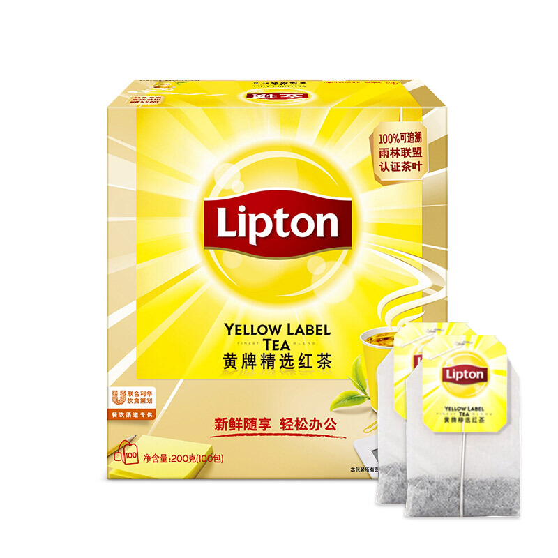 立顿（Lipton） 茶叶 100包200g 袋泡茶茶包 （黄牌精选红茶）_http://www.szkoa.com/img/images/C201902/1551337664599.jpg