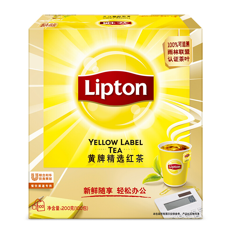 立顿（Lipton） 茶叶 100包200g 袋泡茶茶包 （黄牌精选红茶）_http://www.szkoa.com/img/images/C201902/1551337664609.jpg