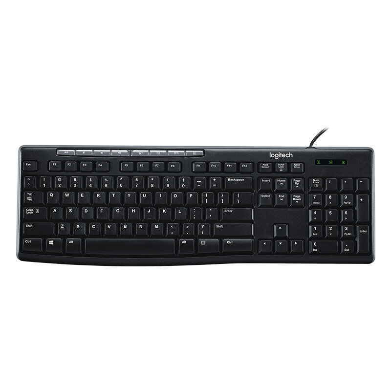 罗技（Logitech）K200 键盘 有线键盘 办公键盘 全尺寸 黑色