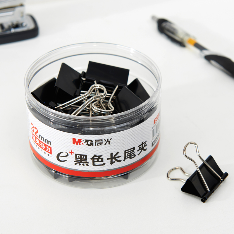 晨光（M&G） Eplus  长尾夹/长尾夹票夹 黑色( 3#ABS92734/32MM 24枚/筒)_http://www.szkoa.com/img/images/C202008/1596769931944.jpg