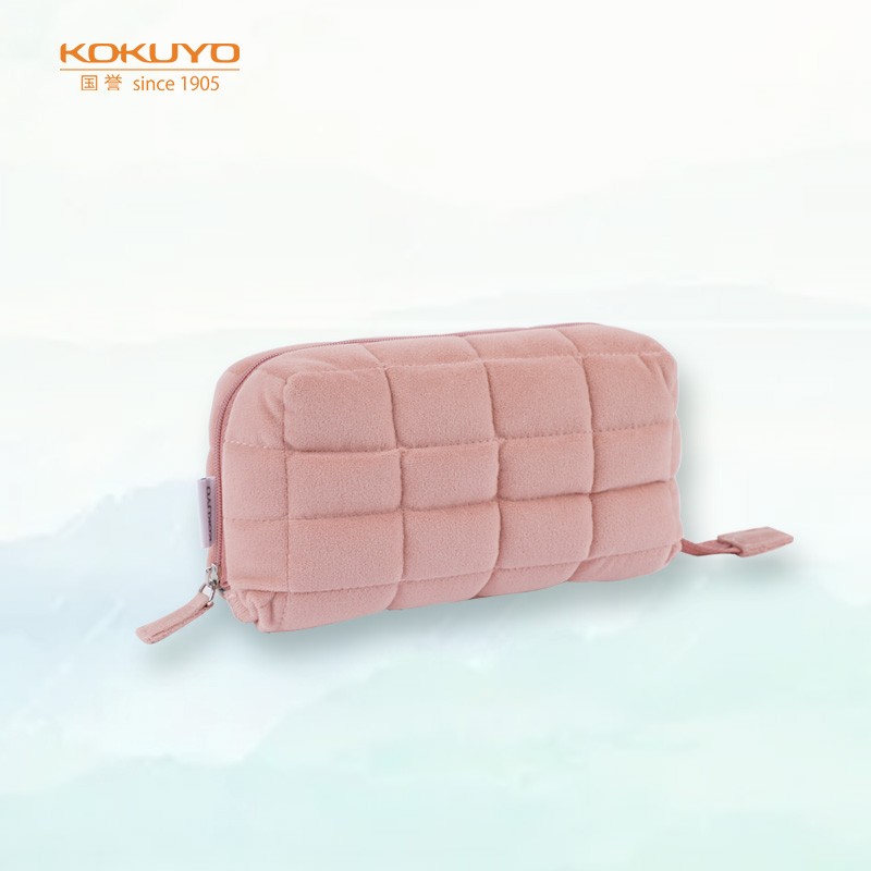 国誉（KOKUYO）学生办公收纳包枕枕包涤纶帆布笔袋浅粉中号WSG-KUK261LP