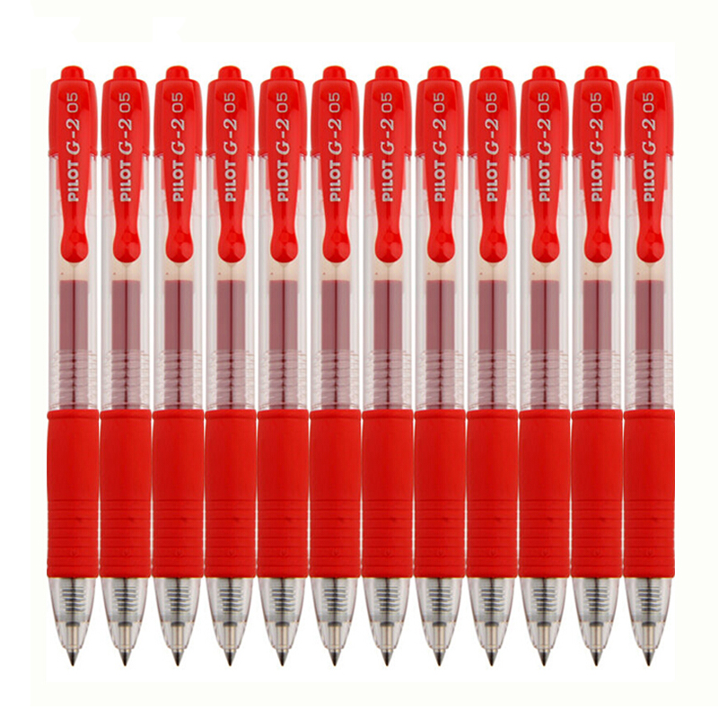 百乐（PILOT）BL-G2-5-R 按动中性笔啫喱笔 签字笔0.5mm 12支/盒 (红色) 