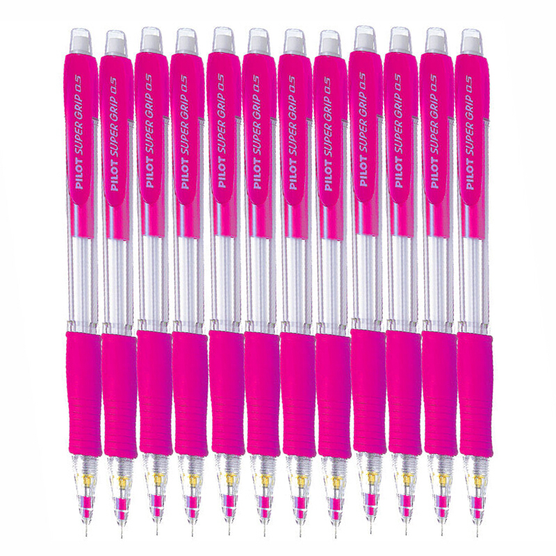 百乐（PILOT） H-185-SL 自动铅笔 透明笔杆0.5mm（粉红色） 12支/盒