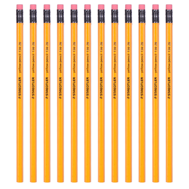施德楼（Staedtler） 134 黄杆铅笔 带橡皮头 12支装（2B）_http://www.szkoa.com/img/sp/102/e8de9419-32c0-4a74-87af-ca061e8d4b84.jpg