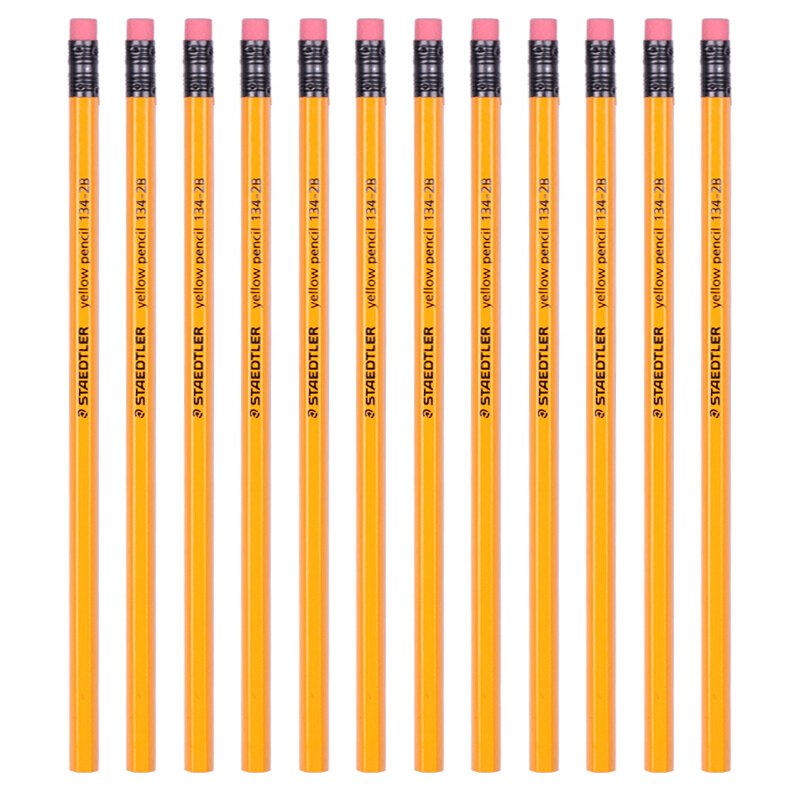 施德楼（Staedtler） 134 黄杆铅笔 带橡皮头 12支装（2B）_http://www.szkoa.com/img/sp/102/e8de9419-32c0-4a74-87af-ca061e8d4b84.jpg
