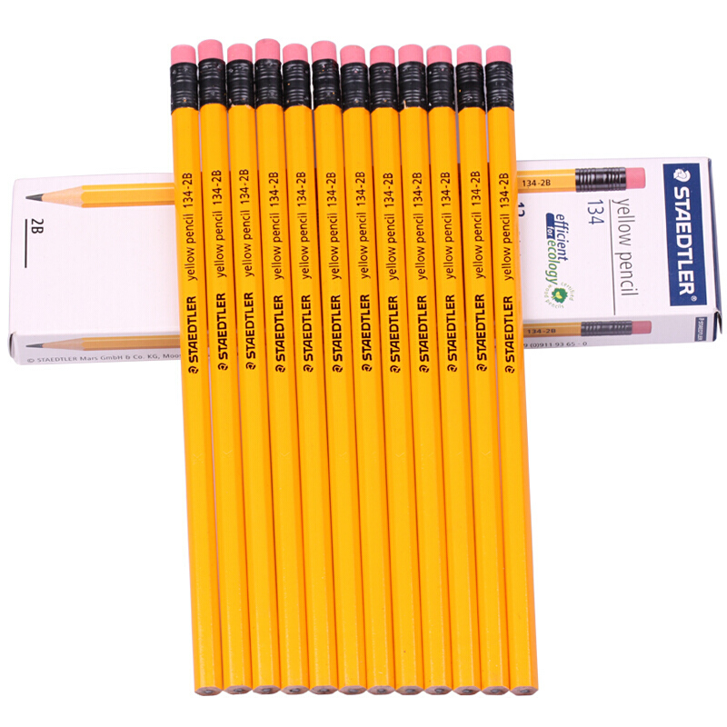 施德楼（Staedtler） 134 黄杆铅笔 带橡皮头 12支装（2B）_http://www.szkoa.com/img/sp/102/f1e0ce4a-033a-4180-b136-b3ec9cb50c6d.jpg