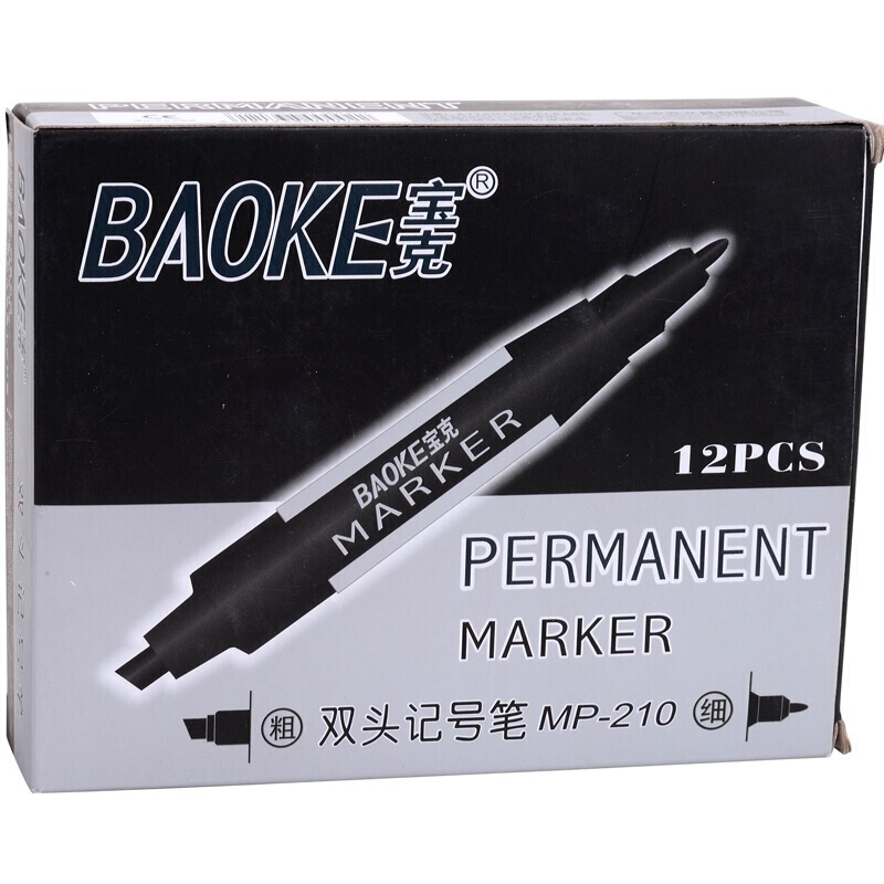 宝克（BAOKE） MP-210 油性大双头记号笔 12支/盒（黑色）_http://www.szkoa.com/img/sp/104/5a006ec3-abb8-450b-a649-914f6fcd2828.jpg