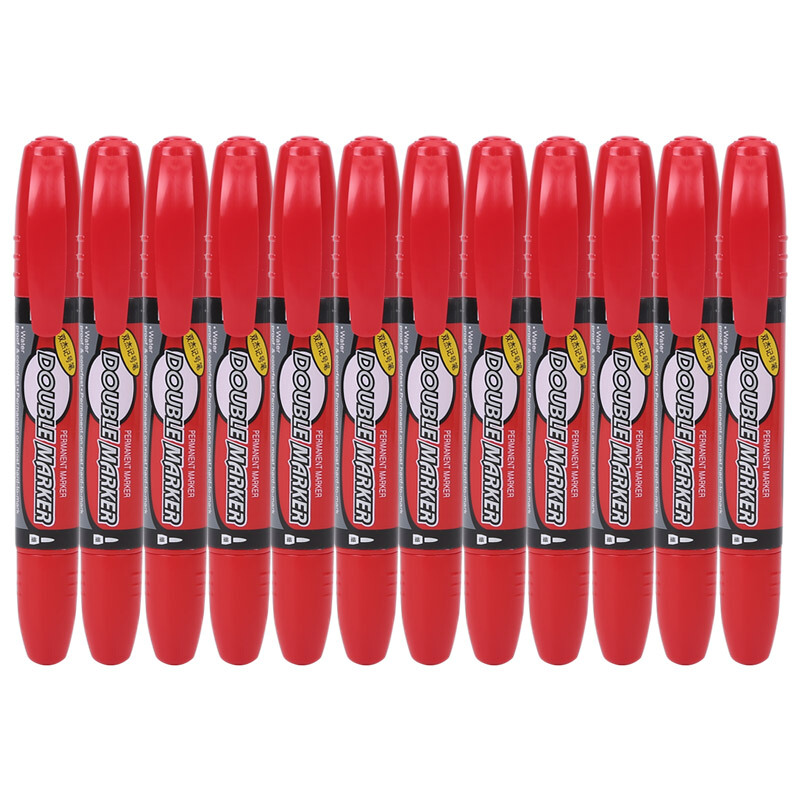 晨光（M&G） MG2110 大双头油性记号笔 12支/盒（红色）