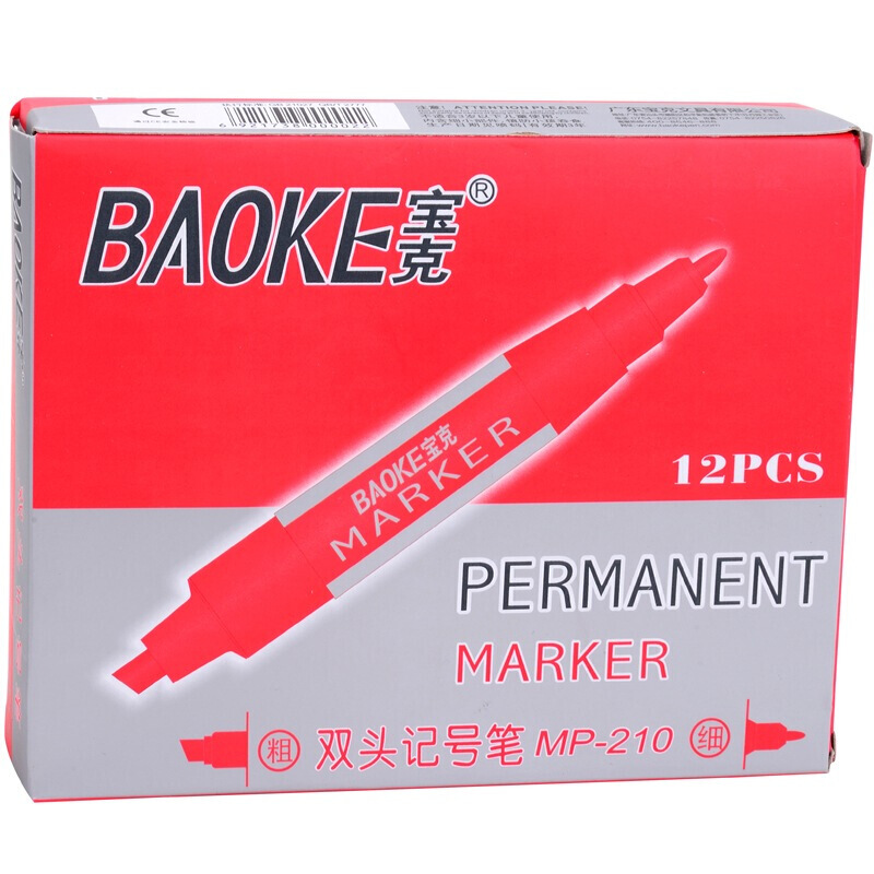 宝克（BAOKE） MP-210 油性大双头记号笔 12支/盒（红色）_http://www.szkoa.com/img/sp/104/ff05cf59-cc49-417c-8170-9b67ec9a46e9.jpg