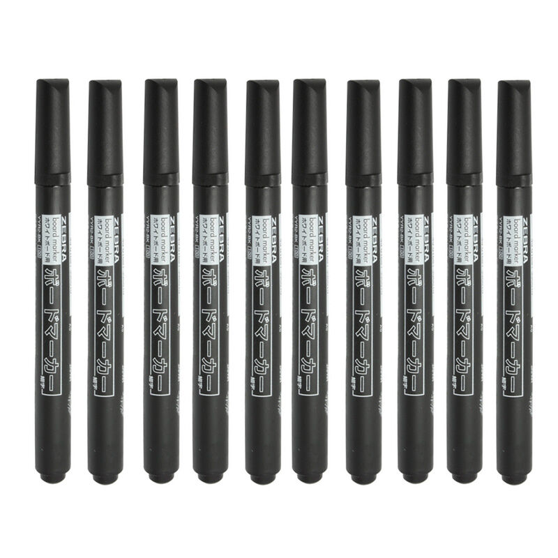 斑马（ZEBRA） YYR2 白板笔 可擦笔 圆嘴环保型 10支/盒 (黑色) 