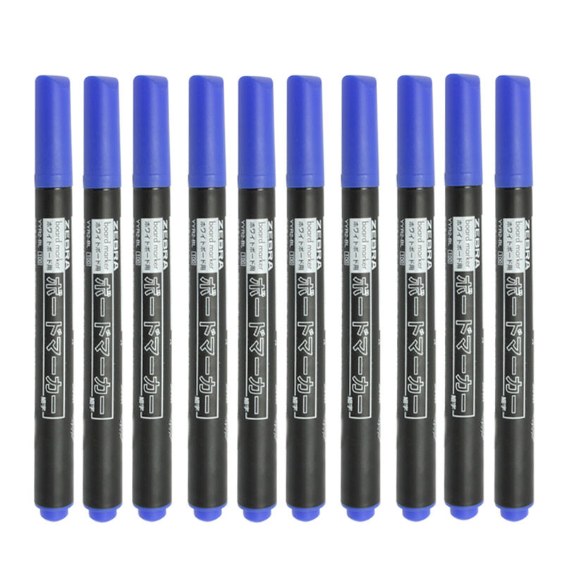 斑马（ZEBRA） YYR2 白板笔 可擦笔 圆嘴环保型 10支/盒 (蓝色) 