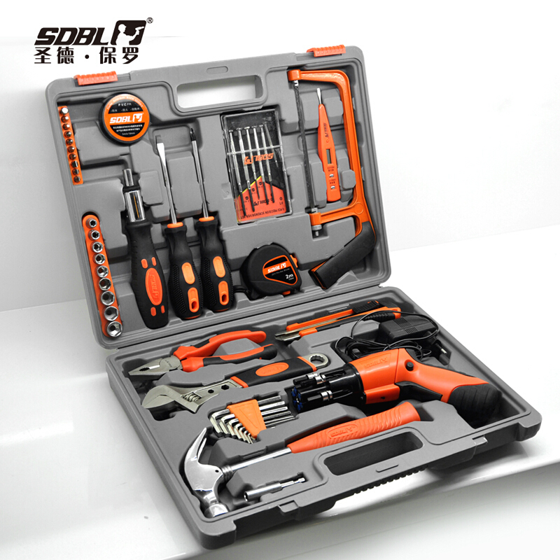 圣德保罗（SDBL） SD-012-A 52件套电动工具组合 多用组套含电钻 家用车用工具箱五金工具包