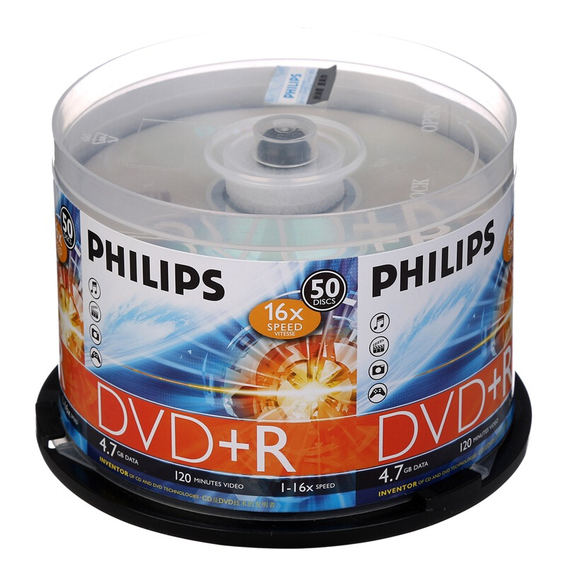 飞利浦（PHILIPS） DVD+R空白光盘/刻录盘 16速4.7G 桶装50片