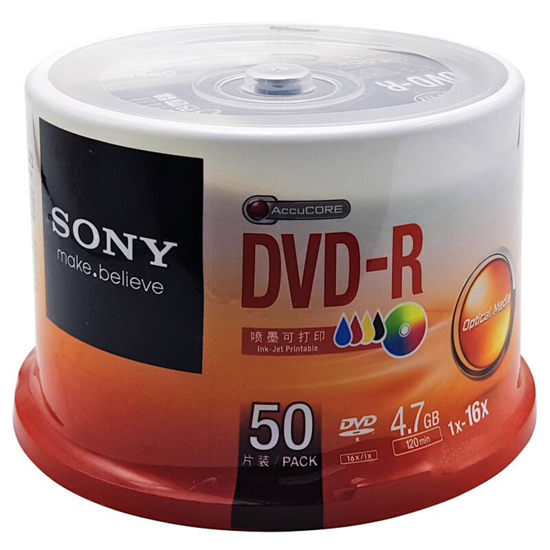 索尼（SONY） DVD-R 光盘/刻录盘 16速4.7G（50片桶装）