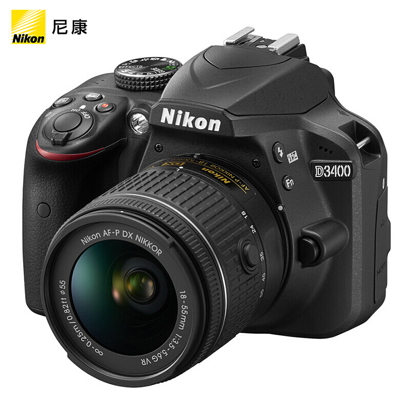 尼康（Nikon） D3400 入门单反数码照相机 (AF-P DX 尼克尔 18-55mm f/3.5-5.6G VR防抖镜头套机) 