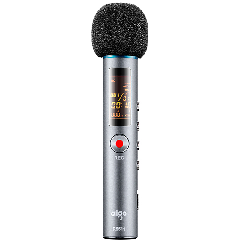 爱国者（aigo） R5511 录音笔 专业 微型迷你 学习/会议采访取证录音器 高清远距降噪 MP3播放器 灰色（16G）