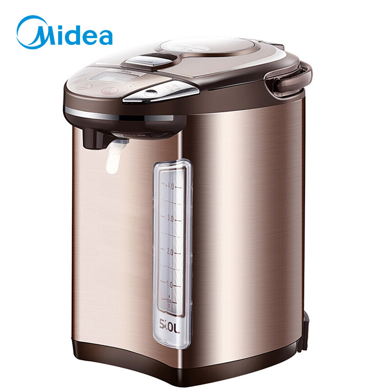 美的（Midea） PF704C-50G 电热水瓶 304不锈钢电水壶 5L容量 4段温控电热水壶 双层彩钢烧水壶