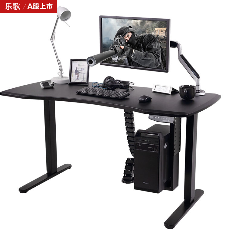 乐歌（Loctek） E1D 站立办公电动升降桌套装 (雅黑/凹型1400x700mm) _http://www.szkoa.com/img/sp/361/af3523fc-8ee4-495d-96bc-78cbde275d2f.jpg