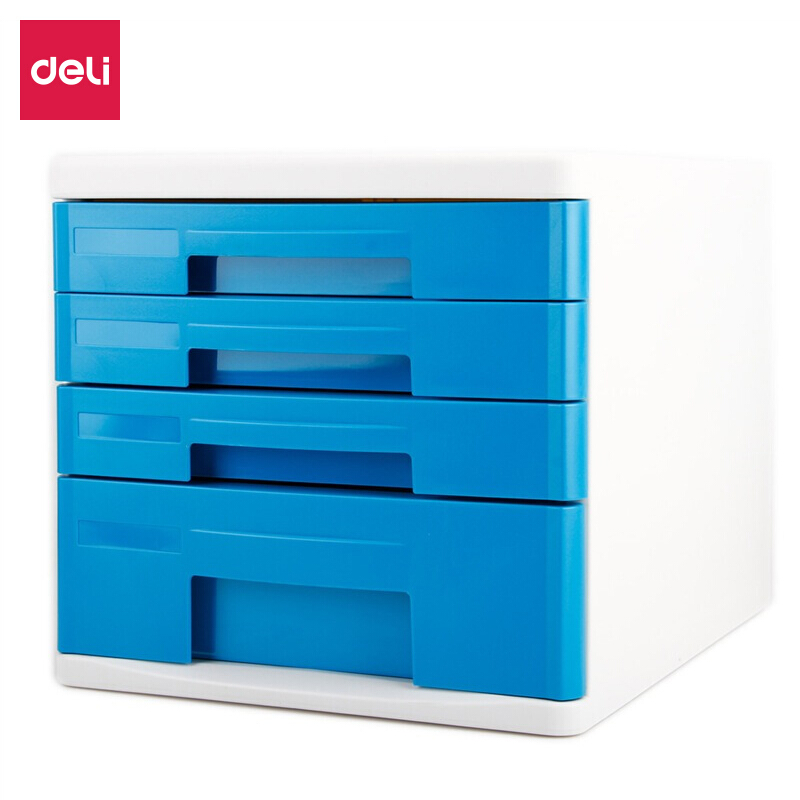 得力（deli） 9761 四层抽屉式桌面文件柜资料柜 （蓝色）