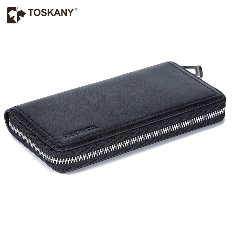 托斯卡尼（TOSKANY） TL66719 男士长款拉链钱包/钱夹 头层牛皮 (黑色) 