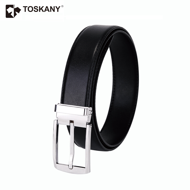 托斯卡尼（TOSKANY） TL66968 男士针扣牛皮商务皮带/腰带 黑色