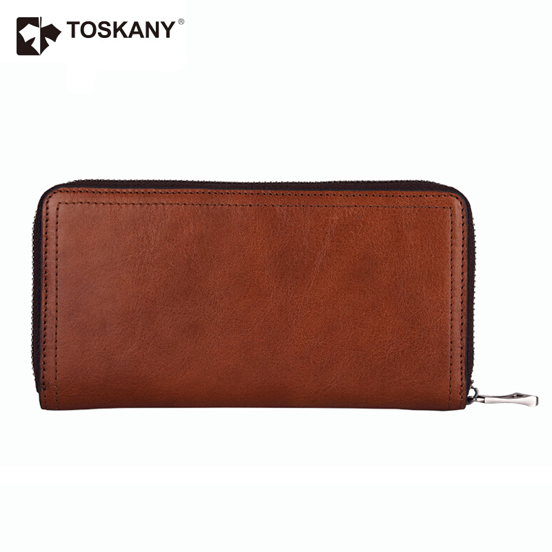 托斯卡尼（TOSKANY） TL66859 男士长款拉链钱包/钱夹 头层牛皮 (棕色) 