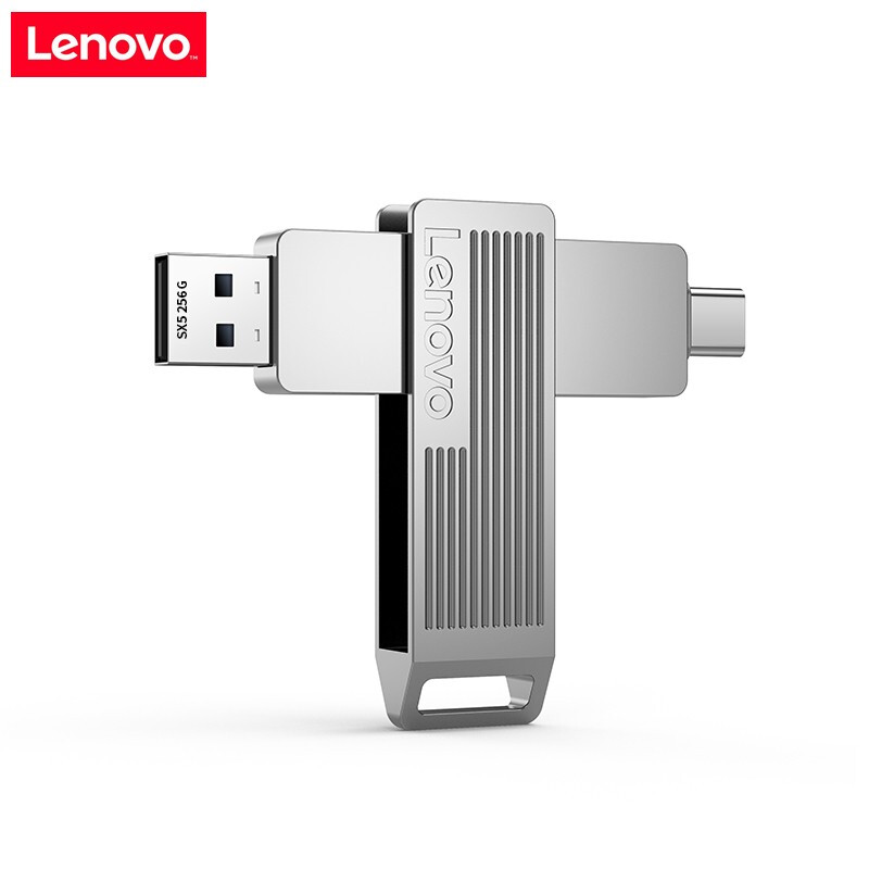 联想（Lenovo）256GB u盘 USB3.2/Type-C双接口 手机电脑两用 SX5 Pro系列 银色