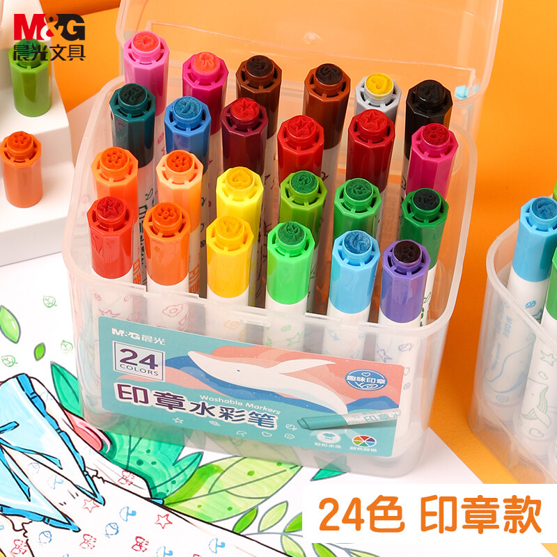 晨光(M&G)文具24色圆杆水彩笔 可水洗马克笔 ACP901E3