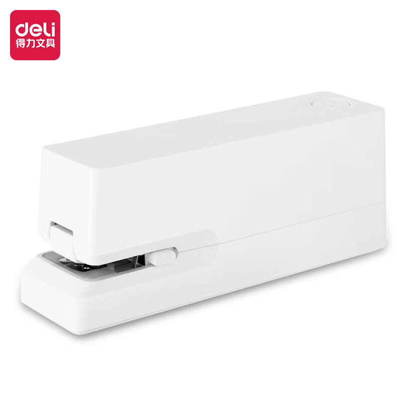 得力(deli)双电源电动订书机 适配24/6或26/6订书钉 办公用品 白色 TA750